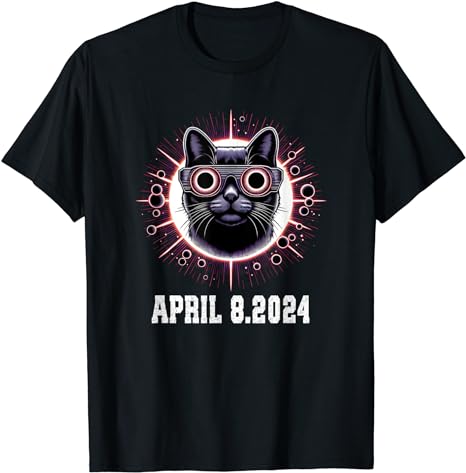 Solar Eclipse Glasses Cat 2024 T-Shirt