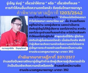 ขู่เข็ญ ข่มขู่ “ เดี๋ยวฆ่าให้ตาย ” หรือ “ เดี๋ยวยิงทิ้งเลย ” การทำให้คนอื่นเกิดความตกใจกลัว ต้องรับโทษทางอาญาคำพิพากษาศาลฎีกาที่ 1203/2542ขณะที่จำเลยทั้งสองพูดว่า “ถ้ามึงแน่จริงมึงออกมาทำไมไม่ออกมา ออกมาโดน แน่” นั้น จำเลยทั้งสองอยู่ที่หน้าบ้าน ของผู้เสียหาย แสดงว่าเป็นการบังคับขู่เข็ญไม่ให้ผู้เสียหาย ออกไปจากบ้าน หากขืนออกไปจะถูกจำเลยทั้งสองทำร้าย หาใช่เป็นเพียงคำท้าให้ออกไปต่อสู้กันไม่ คำพูดเช่นนี้ใช้กับ ผู้ใดโดยปกติแล้วผู้นั้นย่อมตกใจกลัว เมื่อข้อเท็จจริง ฟังได้ว่าผู้เสียหายเกิดความกลัวหรือความตกใจโดยการขู่เข็ญการกระทำของจำเลยทั้งสองเป็นความผิดตามประมวลกฎหมายอาญา มาตรา 392คำพิพากษาศาลฎีกาที่ 337/2517จำเลยถือปืนพลาสติกมาขู่เข็ญทำท่าจะยิงผู้เสียหายผู้เสียหายเข้าใจว่าเป็นปืนจริงเกิดความกลัวหรือตกใจ จำเลยต้องมีความผิดตามประมวลกฎหมายอาญา มาตรา 392